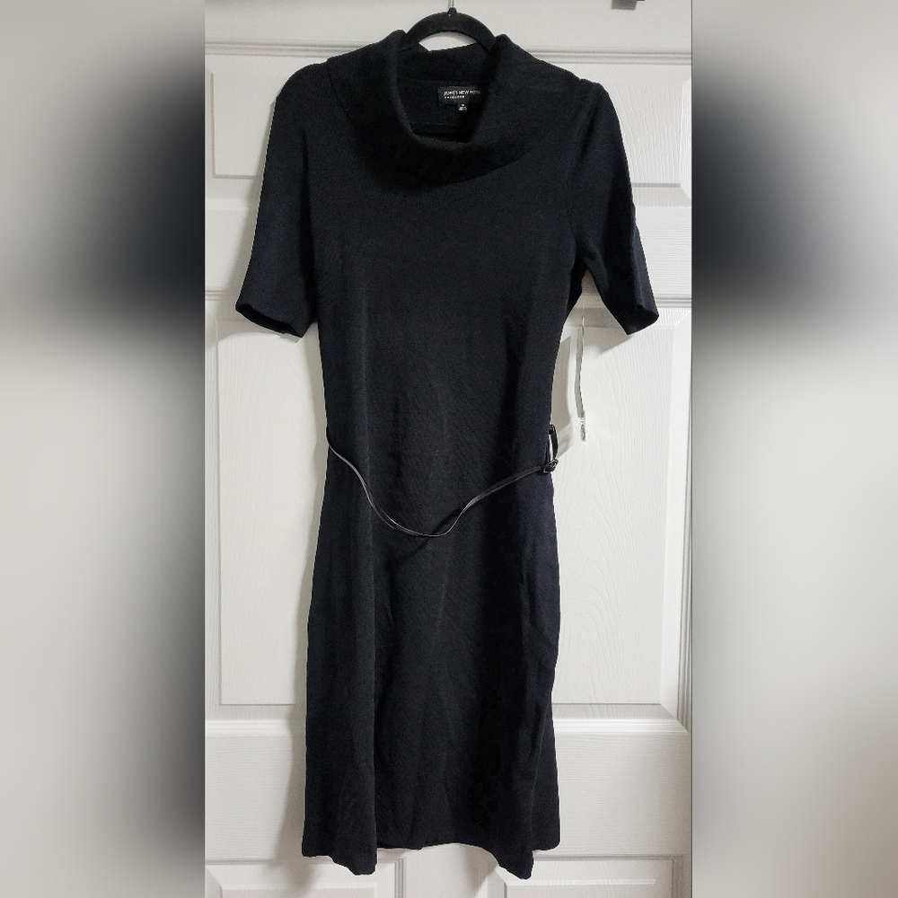 NWT - Jones New York Collection-Elegant Belted Black Dress- Size M